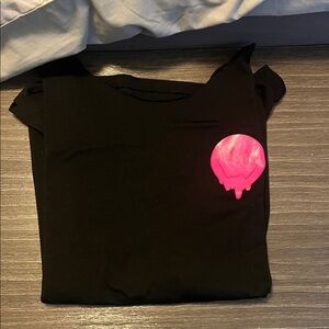Black T-Shirt with Pink Drip Design